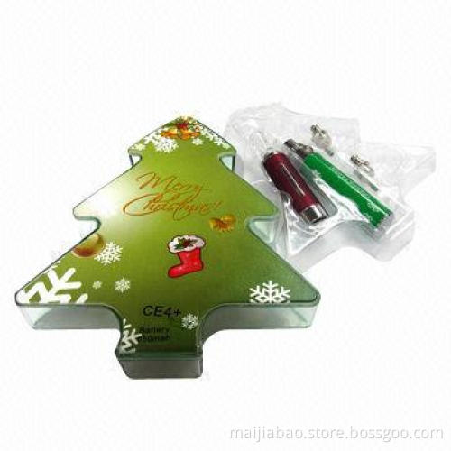 Hottest Christmas E-cigarette Kit w/ Christmas Tree Packaging, 650/900/1,100mAh, OEM/ODM is Accepted